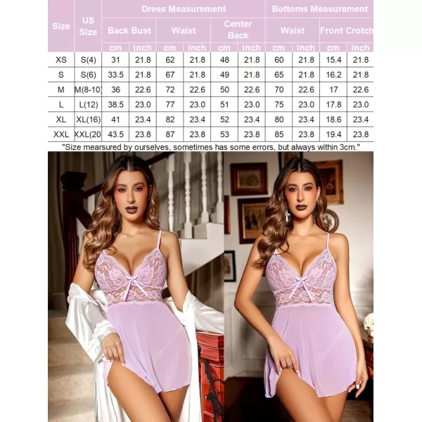 Avidlove Women Lingerie Lace Babydoll Strap Chemise Halter Teddy V Neck SleepwearLight Purple