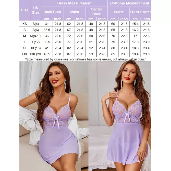 Avidlove Women Lingerie Lace Babydoll Strap Chemise Halter Teddy V Neck SleepwearLilac