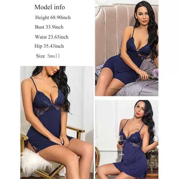 Avidlove Women Lingerie Lace Chemise Sleepwear Babydoll Teddy LingerieBlue