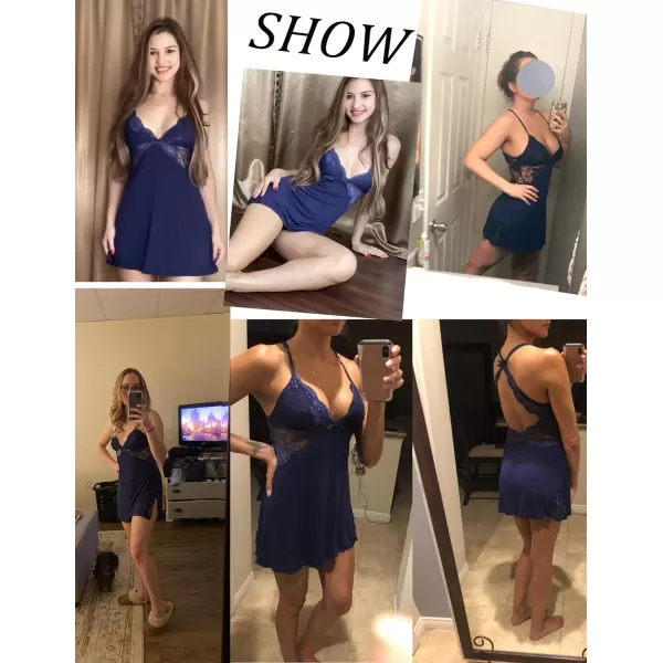 Avidlove Women Lingerie Lace Chemise Sleepwear Babydoll Teddy LingerieBlue