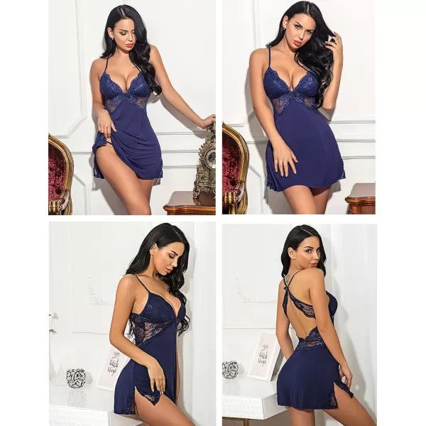 Avidlove Women Lingerie Lace Chemise Sleepwear Babydoll Teddy LingerieBlue