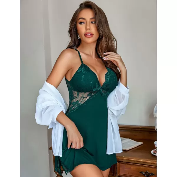 Avidlove Women Lingerie Lace Chemise Sleepwear Babydoll Teddy LingerieDark Green