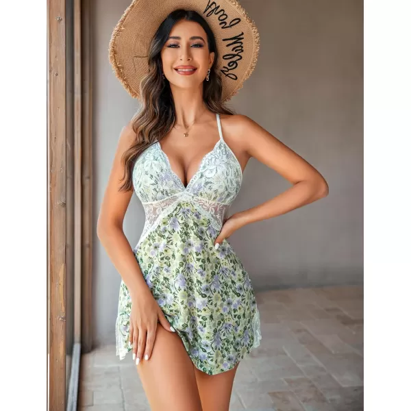 Avidlove Women Lingerie Lace Chemise Sleepwear Babydoll Teddy LingerieEleaf Flower
