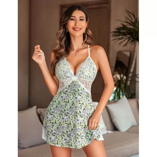 Avidlove Women Lingerie Lace Chemise Sleepwear Babydoll Teddy LingerieEleaf Flower