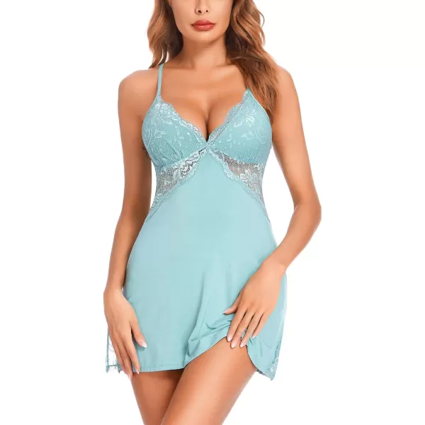Avidlove Women Lingerie Lace Chemise Sleepwear Babydoll Teddy LingerieOcean Green
