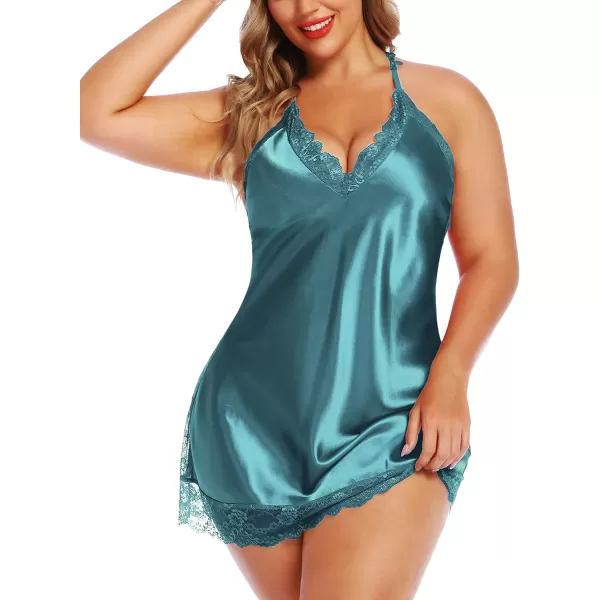 Avidlove Women Lingerie Plus Size Satin Lace Chemise Nightgown Sexy Full Slips Sleepwear L4XLLight Green