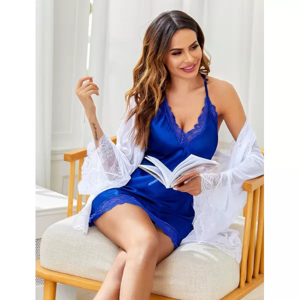 Avidlove Women Lingerie Satin Lace Chemise Nightgown Sexy Full Slips Sleepwear S4XL1royal Blue