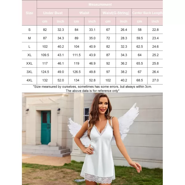 Avidlove Women Lingerie Satin Lace Chemise Nightgown Sexy Full Slips Sleepwear S4XL1white