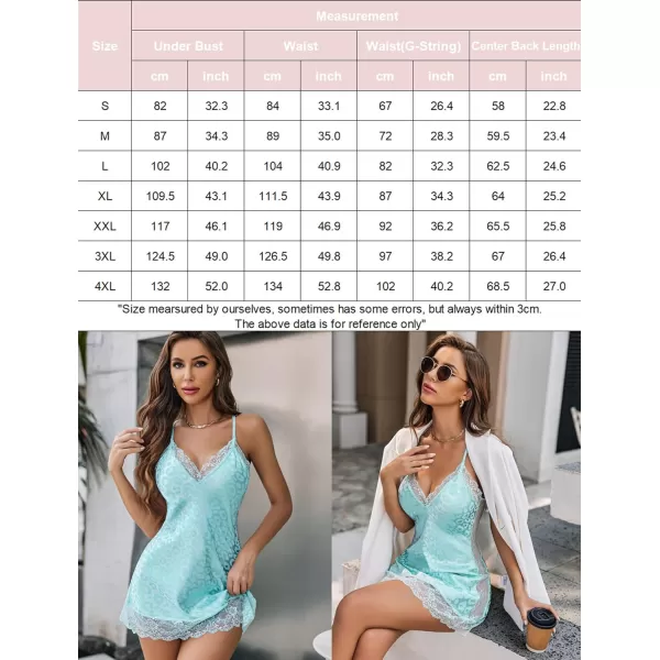 Avidlove Women Lingerie Satin Lace Chemise Nightgown Sexy Full Slips Sleepwear S4XLBlue Leopard