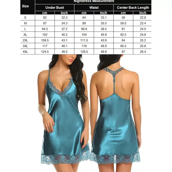 Avidlove Women Lingerie Satin Lace Chemise Nightgown Sexy Full Slips Sleepwear S4XLDrak Green