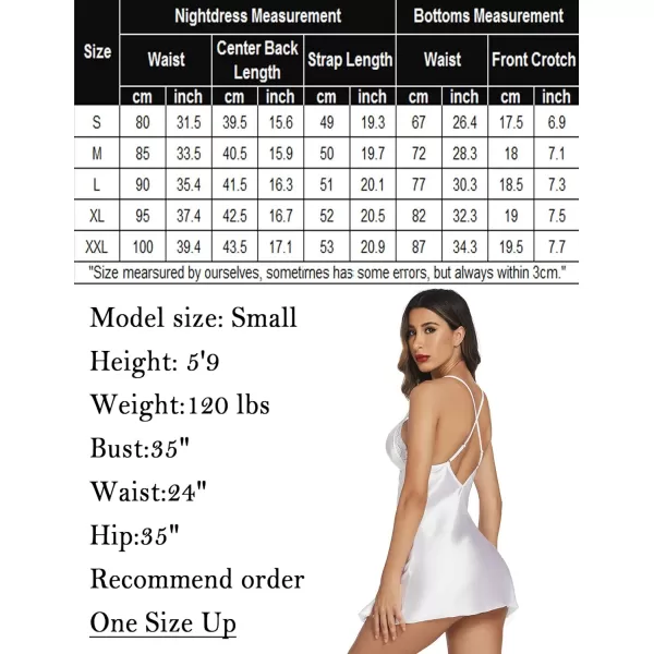 Avidlove Women Lingerie Satin Lace Chemise Nightgown V Neck Sexy Full Slips Sleepwear DressA White