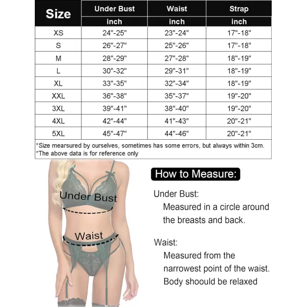 Avidlove Women Lingerie Set Lace Teddy Strap Babydoll Bodysuit with Garter BeltsDark Green