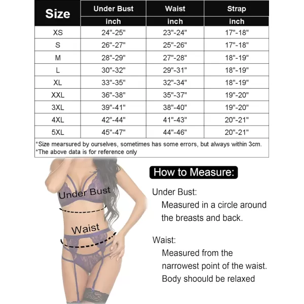 Avidlove Women Lingerie Set Lace Teddy Strap Babydoll Bodysuit with Garter BeltsDark Purple