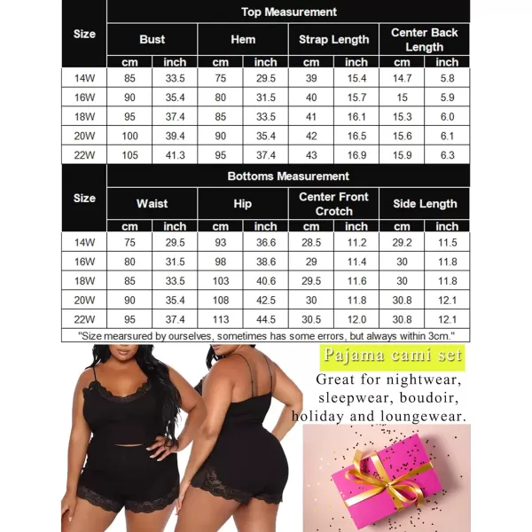 Avidlove Women Lingerie Set Plus Size Lace V Neck Cami Top and Shorts Pajama SetAvidlove Women Lingerie Set Plus Size Lace V Neck Cami Top and Shorts Pajama Set