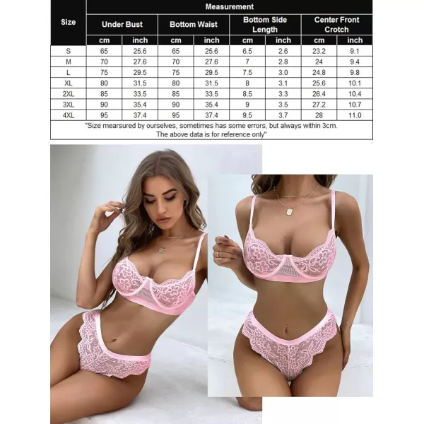 Avidlove Women Lingerie Sexy Sets with Underwire Lace Bra and Panty Set Push Up Two Piece LingerieDark Pinkwith Underwire