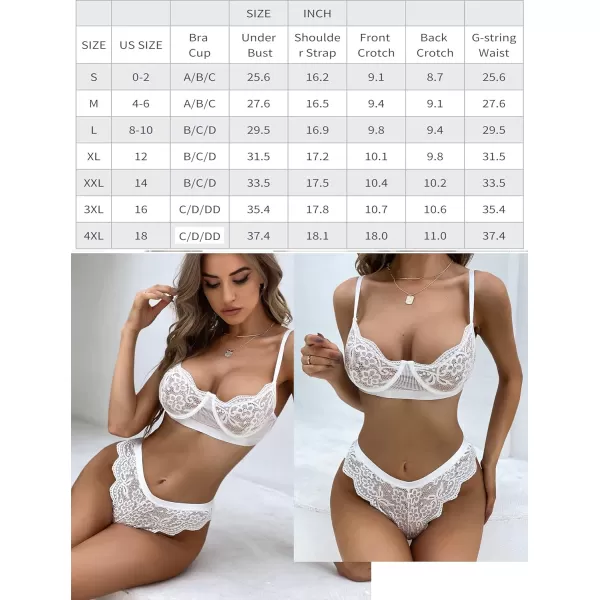 Avidlove Women Lingerie Sexy Sets with Underwire Lace Bra and Panty Set Push Up Two Piece LingerieWhitewith Underwire