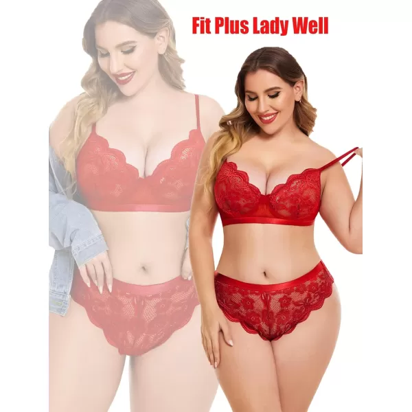 Avidlove Women Lingerie Sexy Sets with Underwire Lace Bra and Panty Set Push Up Two Piece LingerieWine Redwith Underwire