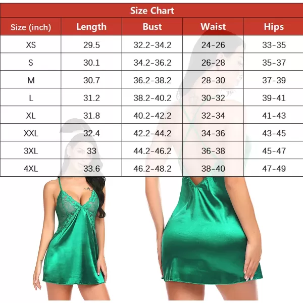 Avidlove Women Lingerie V Neck Nightwear Satin Sleepwear Lace Chemise Mini TeddyGreen