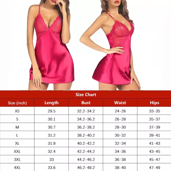 Avidlove Women Lingerie V Neck Nightwear Satin Sleepwear Lace Chemise Mini TeddyPinkish Red