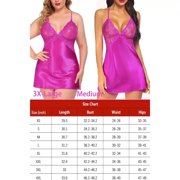 Avidlove Women Lingerie V Neck Nightwear Satin Sleepwear Lace Chemise Mini TeddyRose Red