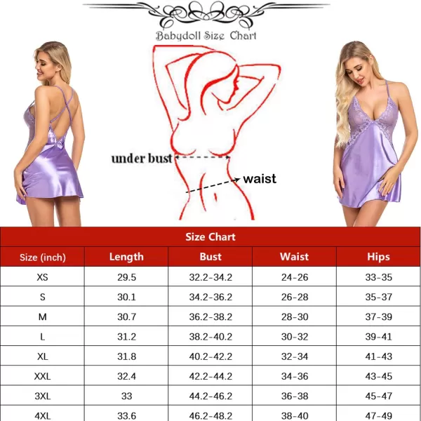 Avidlove Women Lingerie V Neck Nightwear Satin Sleepwear Lace Chemise Mini TeddyViolet