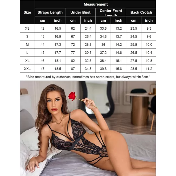 Avidlove Women One Piece Lingerie Deep V Lace Bodysuit Babydoll Teddy Underwear1 Ablack