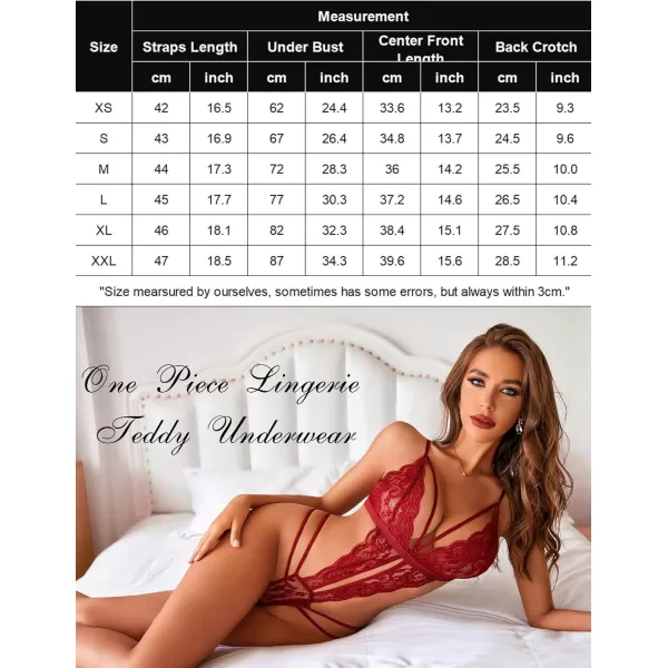 Avidlove Women One Piece Lingerie Deep V Lace Bodysuit Babydoll Teddy Underwear1 Awine Red