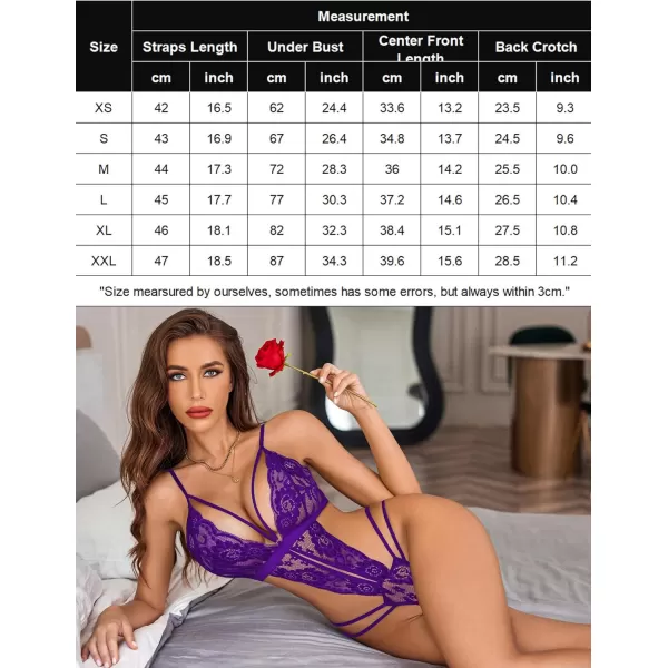 Avidlove Women One Piece Lingerie Deep V Lace Bodysuit Babydoll Teddy Underwear1 Purple