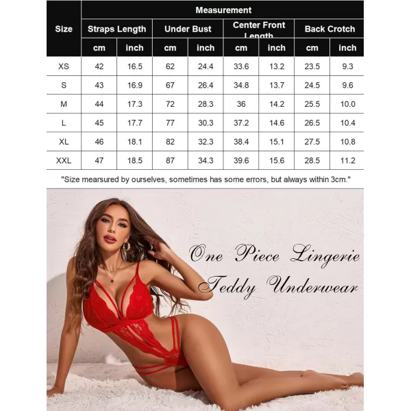 Avidlove Women One Piece Lingerie Deep V Lace Bodysuit Babydoll Teddy Underwear1 Red