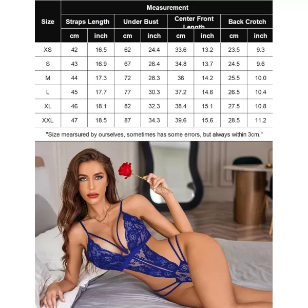 Avidlove Women One Piece Lingerie Deep V Lace Bodysuit Babydoll Teddy UnderwearBlue