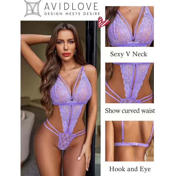 Avidlove Women One Piece Lingerie Deep V Lace Bodysuit Babydoll Teddy UnderwearLilace