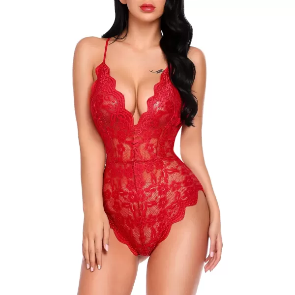 Avidlove Women One Piece Lingerie Deep V Teddy Sexy Lace BodysuitBred