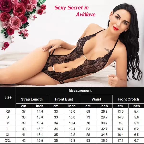 Avidlove Women One Piece Lingerie Sexy Lace Bodysuit Deep V Teddy Babydoll Nightgown XSXXXLGreen