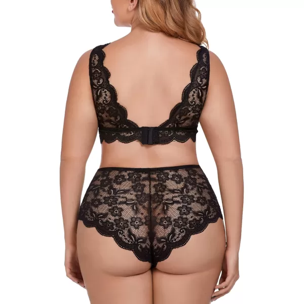 Avidlove Women Plus Size Lingerie Set Lace Bralette High Waist Panty Set Pure Black 22 PlusAvidlove Women Plus Size Lingerie Set Lace Bralette High Waist Panty Set Pure Black 22 Plus