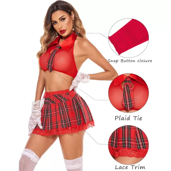 Avidlove Women School Girl Lingerie Costume Lingerie Set Sexy Student CostumesRed