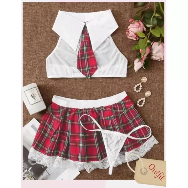 Avidlove Women School Girl Lingerie Costume Lingerie Set Sexy Student CostumesWhite