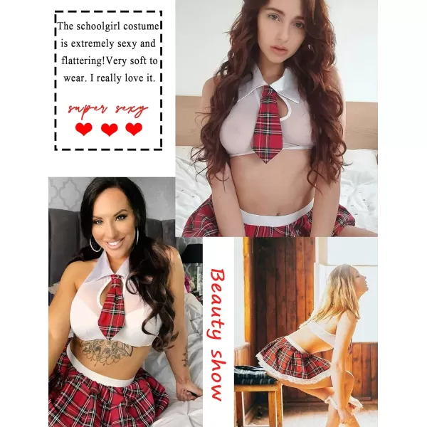 Avidlove Women School Girl Lingerie Costume Lingerie Set Sexy Student CostumesWhite With Stocking