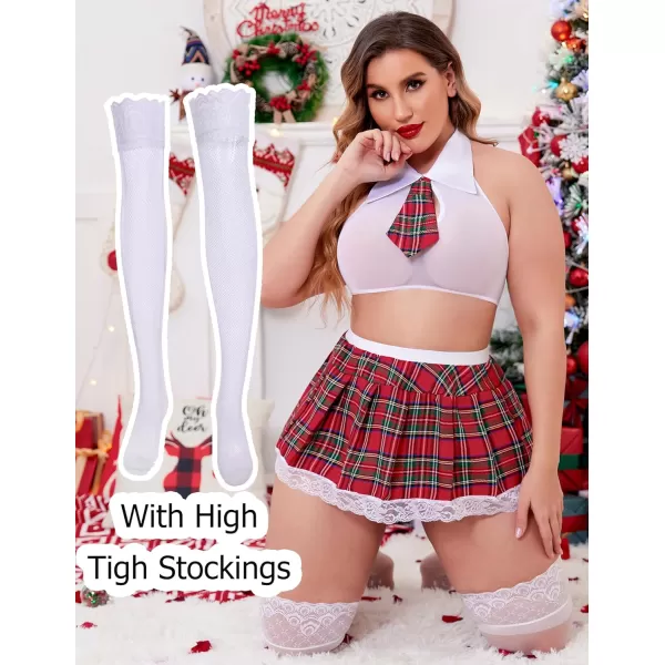 Avidlove Women School Girl Lingerie Costume Lingerie Set Sexy Student CostumesWhite With Stocking