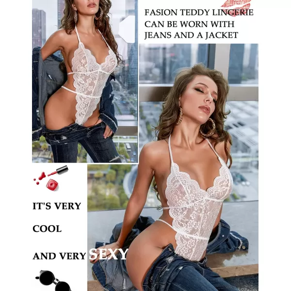 Avidlove Women Sexy Lingerie Set 2 Piece Lace Kimono Robe with Lace Teddy Lingerie Bodysuit1white