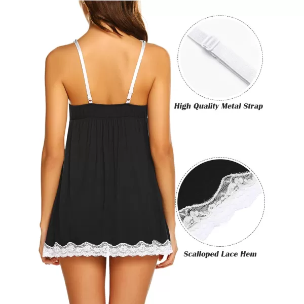 Avidlove Women Sexy Sleepwear Lace Chemise Nightgown Full Slip Babydoll SleepwearBlack