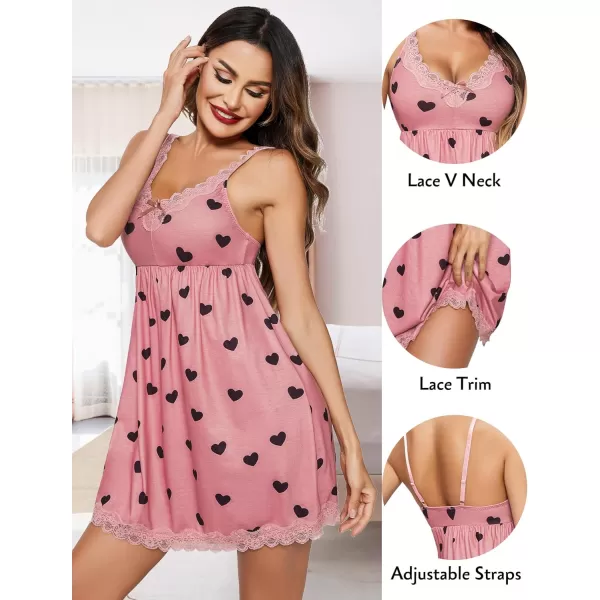 Avidlove Women Sexy Sleepwear Lace Chemise Nightgown Full Slip Babydoll SleepwearBlack Heart