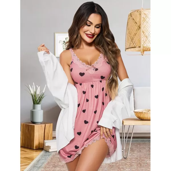 Avidlove Women Sexy Sleepwear Lace Chemise Nightgown Full Slip Babydoll SleepwearBlack Heart