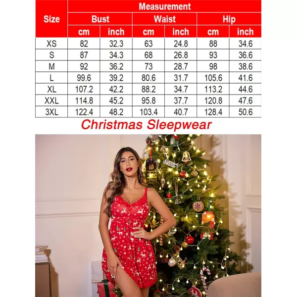 Avidlove Women Sexy Sleepwear Lace Chemise Nightgown Full Slip Babydoll SleepwearChristmas Red