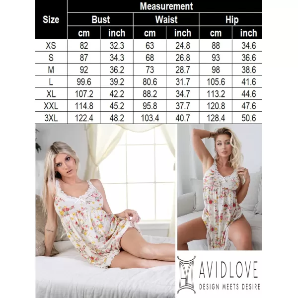 Avidlove Women Sexy Sleepwear Lace Chemise Nightgown Full Slip Babydoll SleepwearFloral White