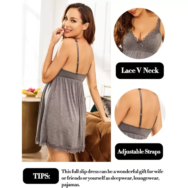 Avidlove Women Sexy Sleepwear Lace Chemise Nightgown Full Slip Babydoll SleepwearLight Grey