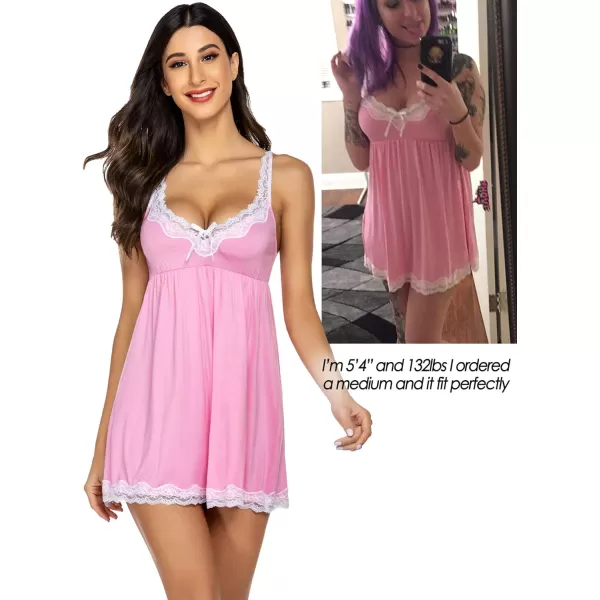 Avidlove Women Sexy Sleepwear Lace Chemise Nightgown Full Slip Babydoll SleepwearPink