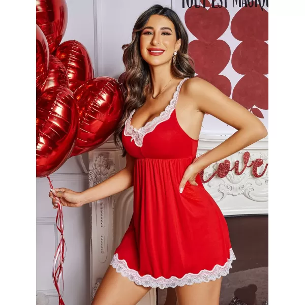 Avidlove Women Sexy Sleepwear Lace Chemise Nightgown Full Slip Babydoll SleepwearRed