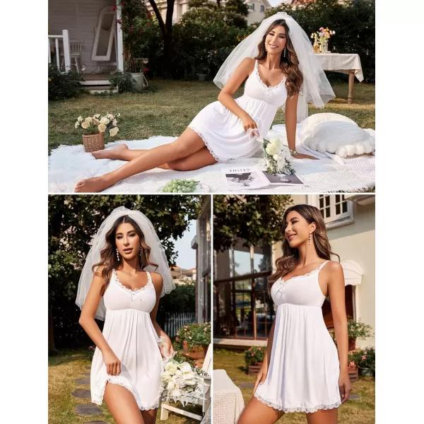 Avidlove Women Sexy Sleepwear Lace Chemise Nightgown Full Slip Babydoll SleepwearWhite