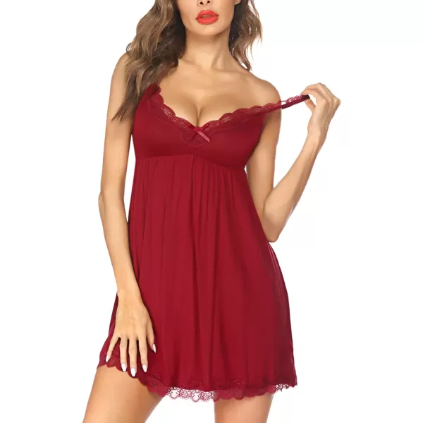 Avidlove Women Sexy Sleepwear Lace Chemise Nightgown Full Slip Babydoll SleepwearWine Red