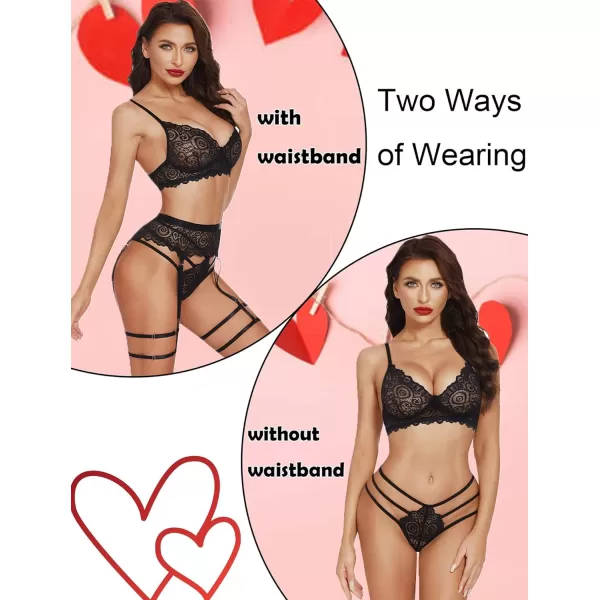 Avidlove Women Sheer Garter Lingerie Set Sexy Lace Bra and Panty Set with Garter Belt BlackAvidlove Women Sheer Garter Lingerie Set Sexy Lace Bra and Panty Set with Garter Belt Black